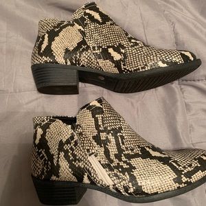 Snakeskin booties
